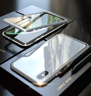 Magnetic Adsorption Transparent Tempered Glass Two Side Glass Case