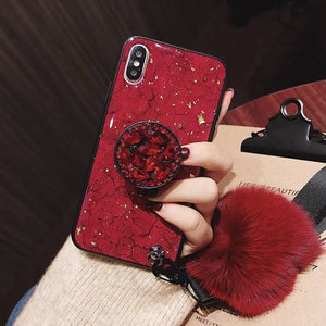 2019 New Fashion hair ball Diamond airbag bracket phone case