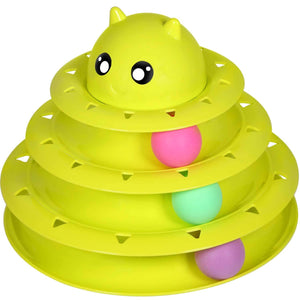 Cat Toys 3 Level Towers Tracks Roller with Three Colorful Ball