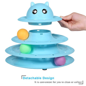 Cat Toys 3 Level Towers Tracks Roller with Three Colorful Ball