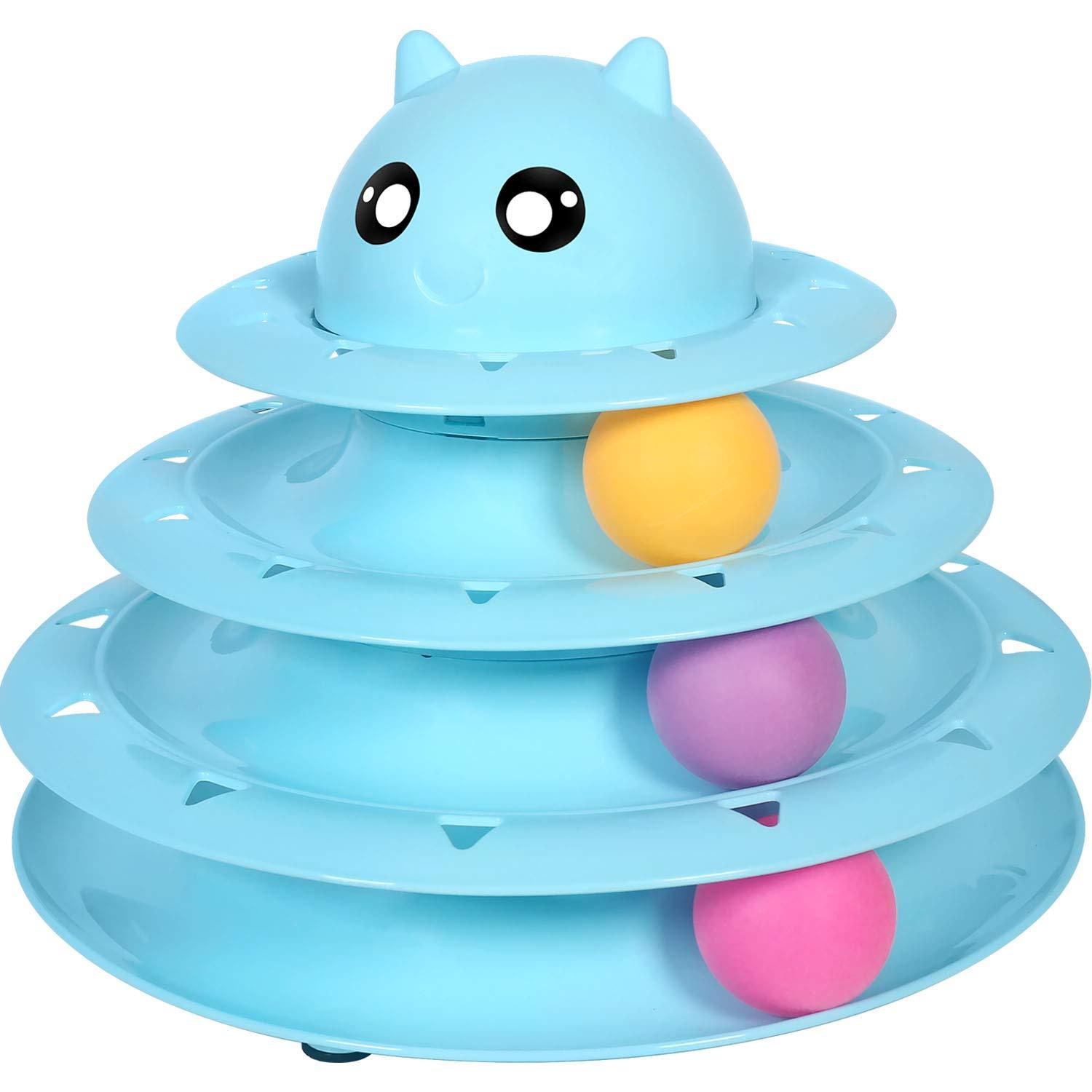 Cat Toys 3 Level Towers Tracks Roller with Three Colorful Ball