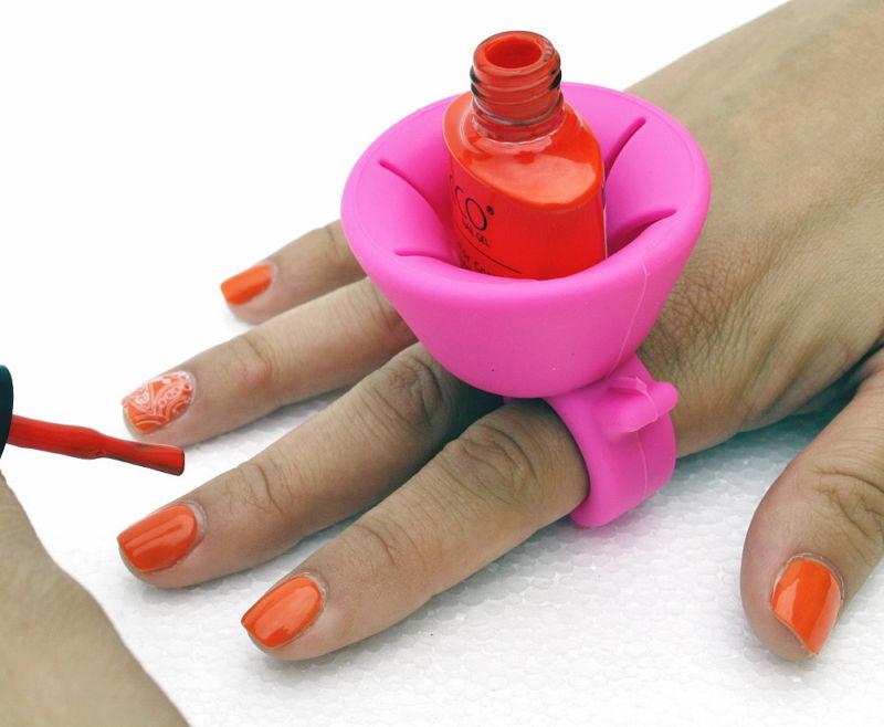 Varnish Polish ring Silicone Wearable Nail Finger Ring | Bottle Holder