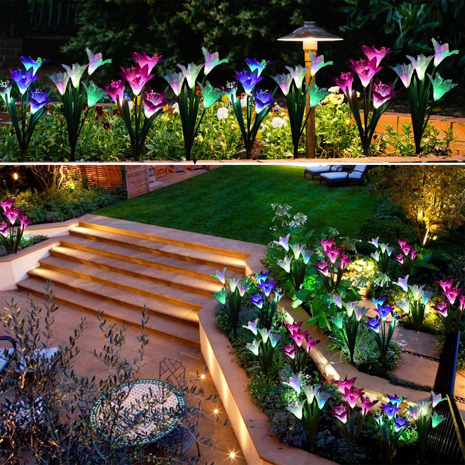 Solar Powered Flower Garden Lights (7 Colors Auto Changing LED Light)