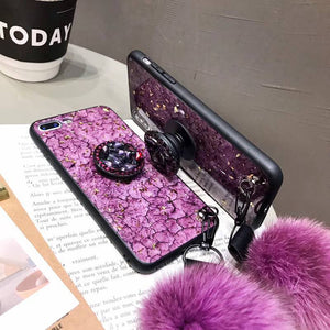 2019 New Fashion hair ball Diamond airbag bracket phone case