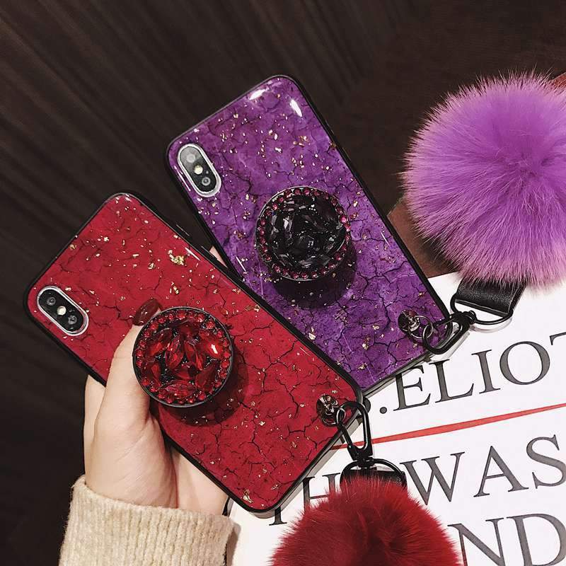 2019 New Fashion hair ball Diamond airbag bracket phone case