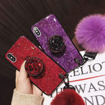 2019 New Fashion hair ball Diamond airbag bracket phone case