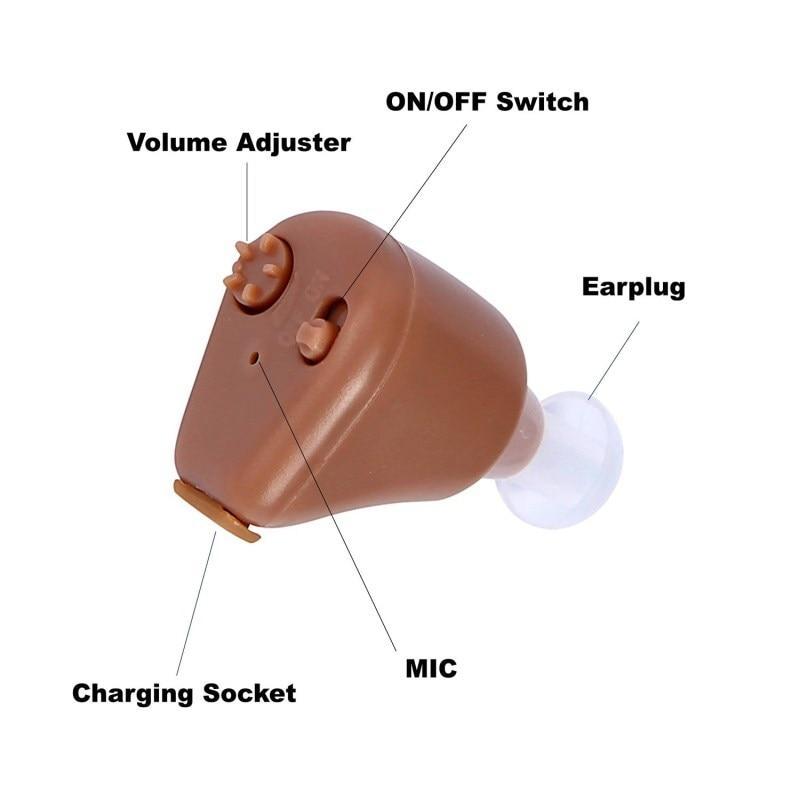 Rechargeable Mini In Ear Hearing Aid With Adjustable Tone Amplifier