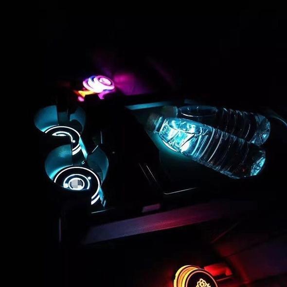 HOT SALE!!-Led Car Logo Cup Lights up Holder USB Charging 7 Colors Changing