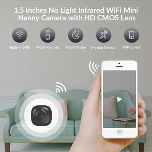 1.5 Inches No Light Infrared WiFi Mini Nanny Camera with HD CMOS Lens