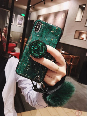 2019 [Samsung] New Fashion Fiber Soft Fur Ball Diamond Case