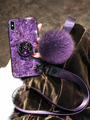 2019 [Samsung] New Fashion Fiber Soft Fur Ball Diamond Case