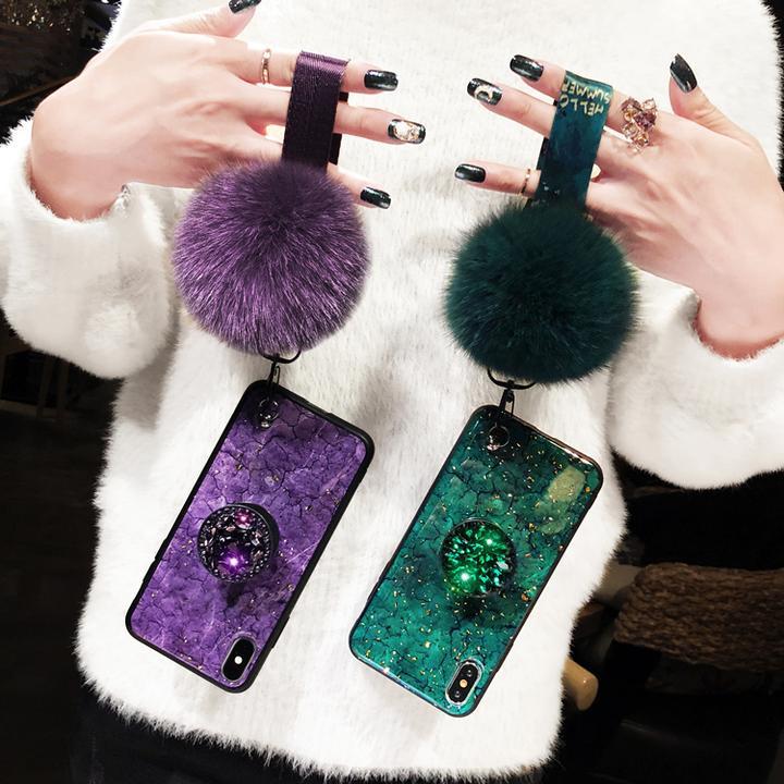 2019 [Samsung] New Fashion Fiber Soft Fur Ball Diamond Case