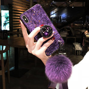 2019 [Samsung] New Fashion Fiber Soft Fur Ball Diamond Case