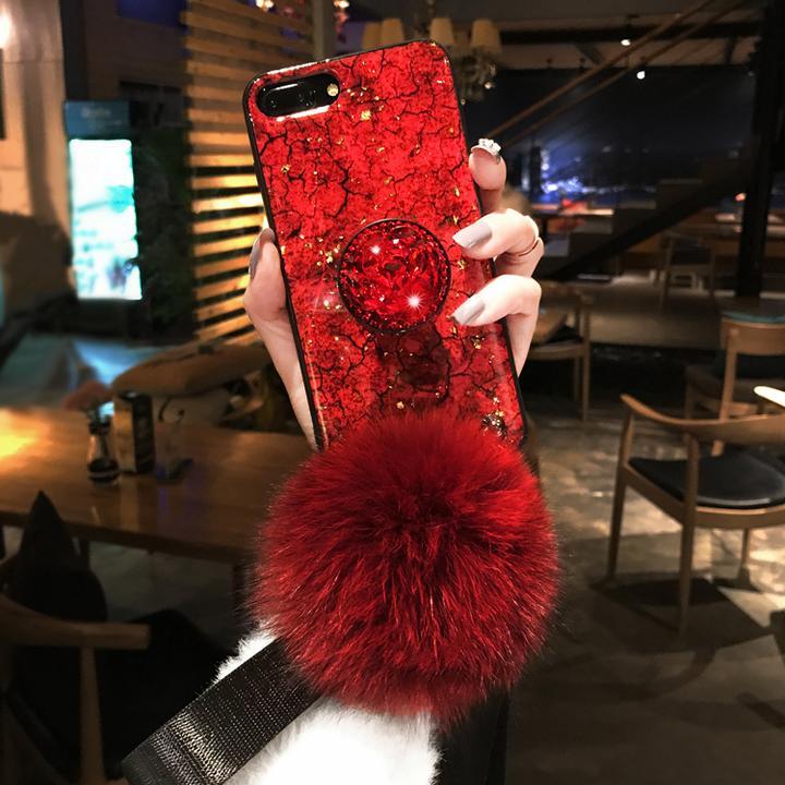 2019 [Samsung] New Fashion Fiber Soft Fur Ball Diamond Case