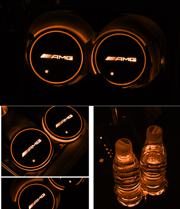 HOT SALE!!-Led Car Logo Cup Lights up Holder USB Charging 7 Colors Changing