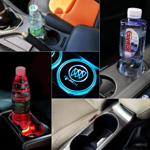 HOT SALE!!-Led Car Logo Cup Lights up Holder USB Charging 7 Colors Changing