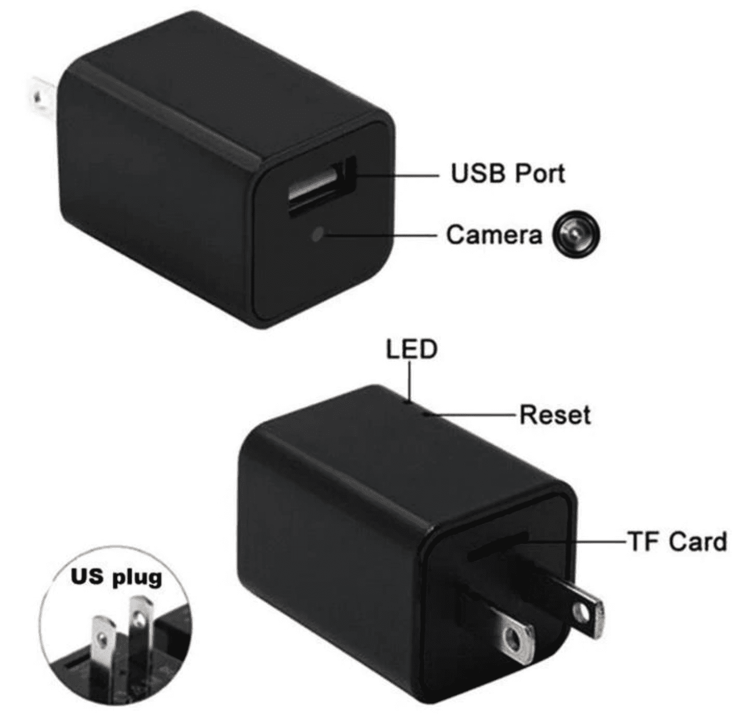 HD 1080P Stealth Camera USB Wall Charger