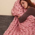 Giant Yarn Knitted Blanket
