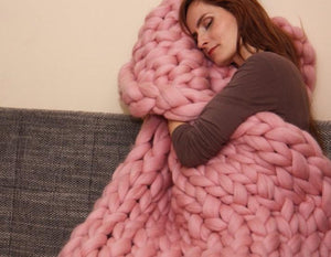 Giant Yarn Knitted Blanket