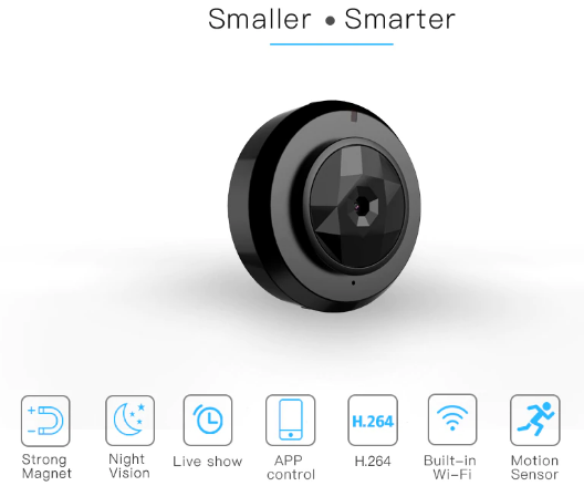 Magnetic Mini WIFI Camera With Smartphone App and Night Vision