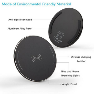 10W Wireless Charger Ultra Slim Fast Charging Pad