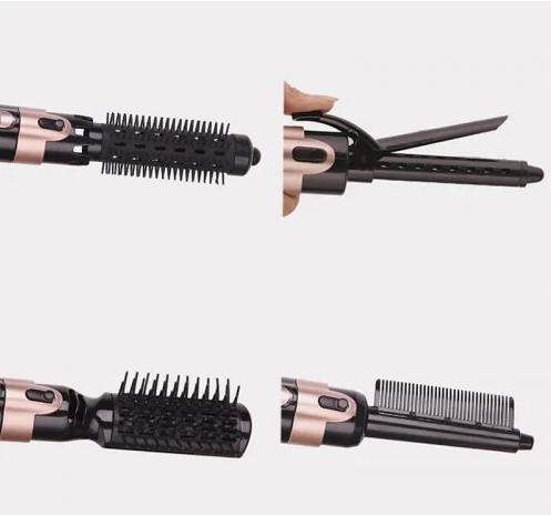 4 in 1 Hairdressing Hot Air Paddle Negative Ion Curling Rod with Hair Dryer Function