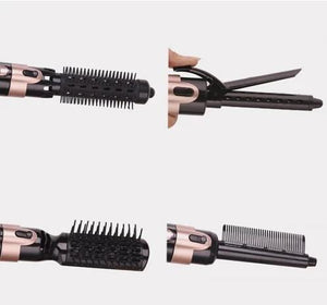 4 in 1 Hairdressing Hot Air Paddle Negative Ion Curling Rod with Hair Dryer Function