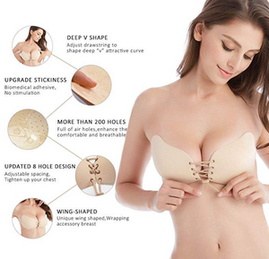 Backless Sticky Bra - Strapless Push Up Self Adhesive Invisible Perfect Sculpt Stick On Bras for Women