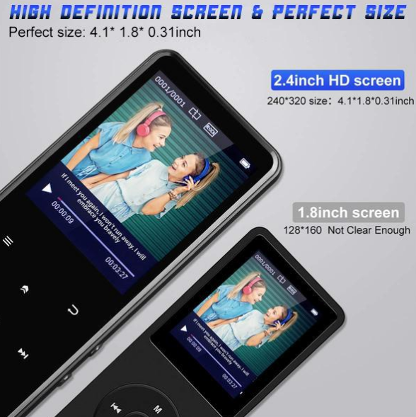 Portable Bluetooth MP3 Player with 2.4" Large Screen