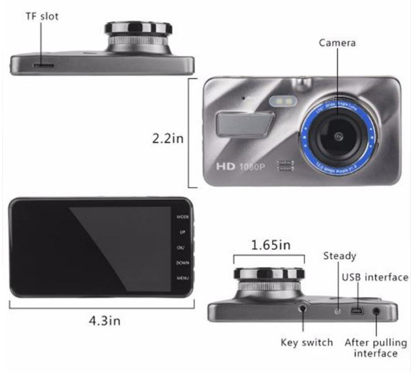 Front And Rear Dual Car Dash Cam Surveillance