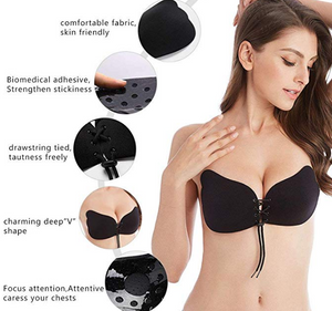 Backless Sticky Bra - Strapless Push Up Self Adhesive Invisible Perfect Sculpt Stick On Bras for Women