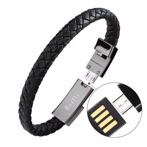 PREMIUM LEATHER CHARGING USB BRACELET - For iPhone/Android