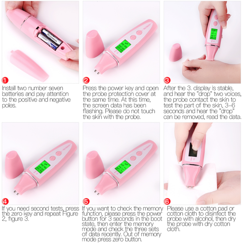 Skin Analyzer Moisture Oil Tester with LCD