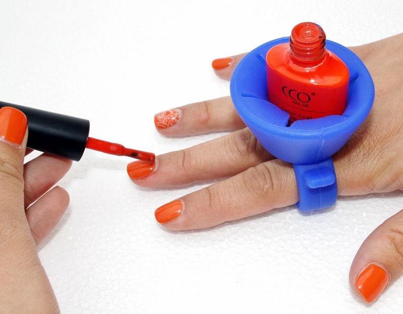 Varnish Polish ring Silicone Wearable Nail Finger Ring | Bottle Holder