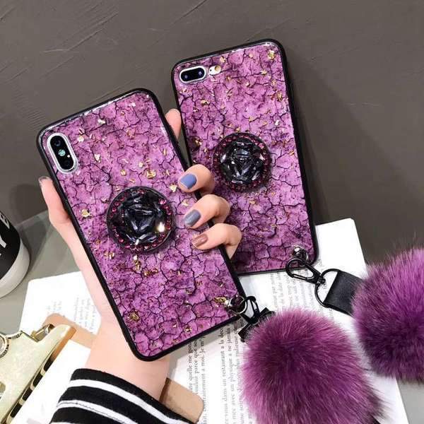 2019 New Fashion hair ball Diamond airbag bracket phone case