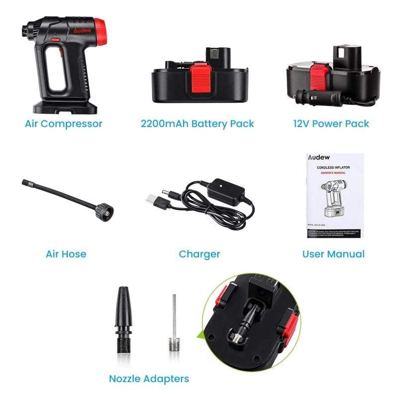 12V CORDLESS TIRE INFLATOR – PORTABLE AUTOMATIC AIR PUMP