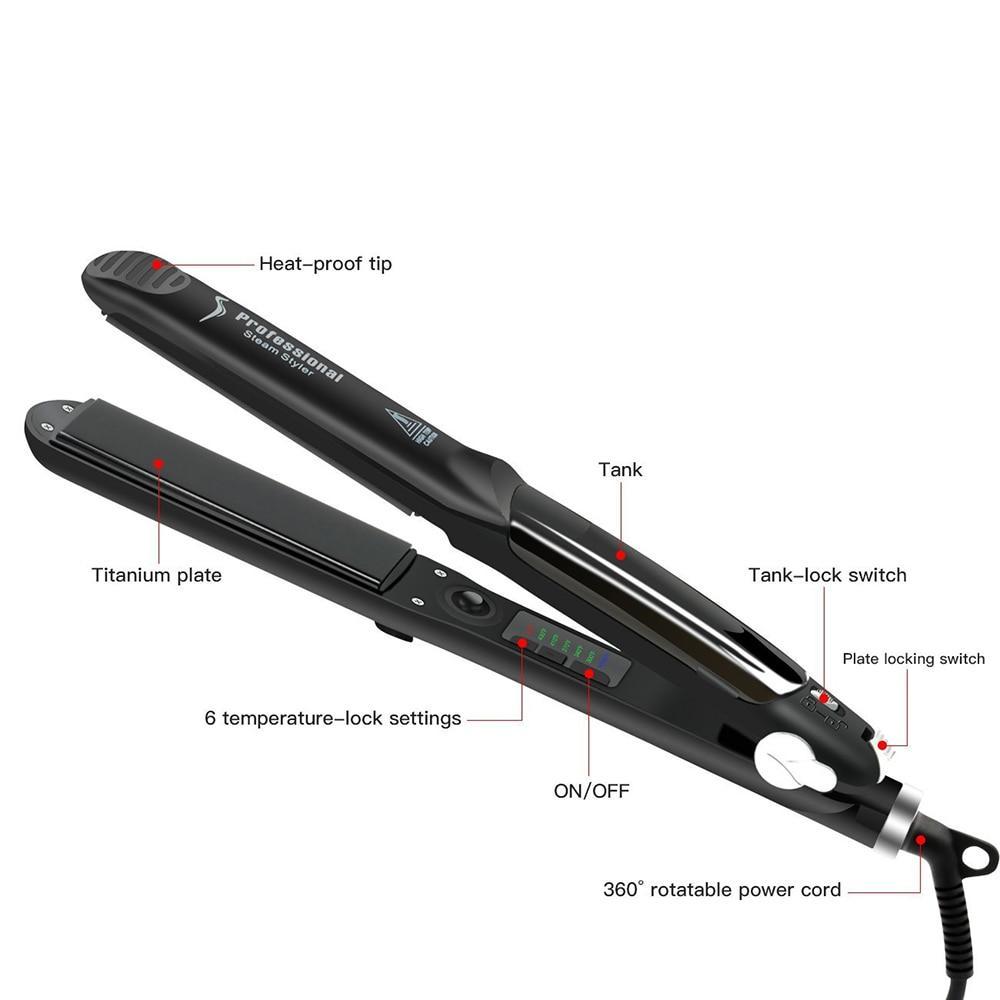 2 in 1 Steam Hair Straightener and Curler Flat Iron With Vapor Ceramic Tourmaline