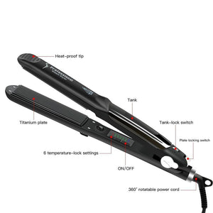 2 in 1 Steam Hair Straightener and Curler Flat Iron With Vapor Ceramic Tourmaline