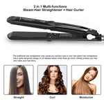 2 in 1 Steam Hair Straightener and Curler Flat Iron With Vapor Ceramic Tourmaline