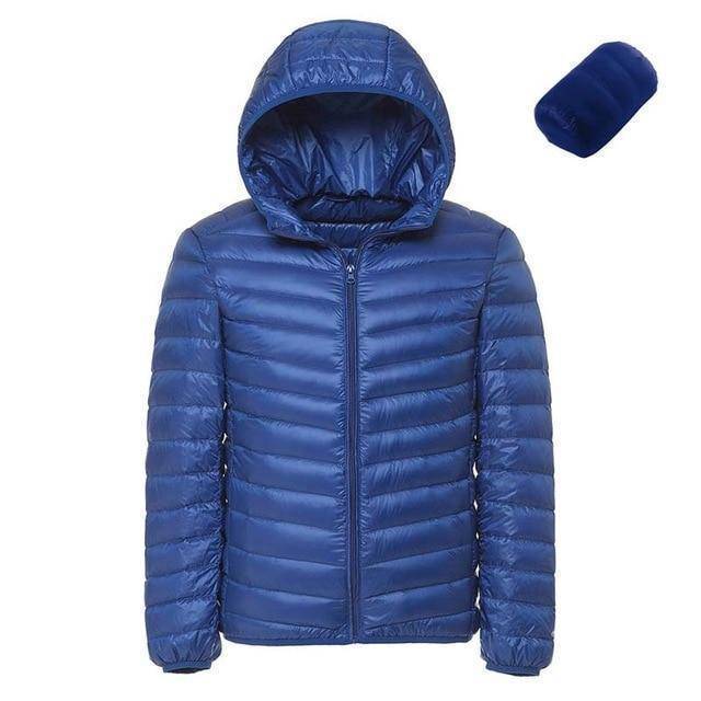 Mens Hooded Ultra Light Weight Duck Down Jacket