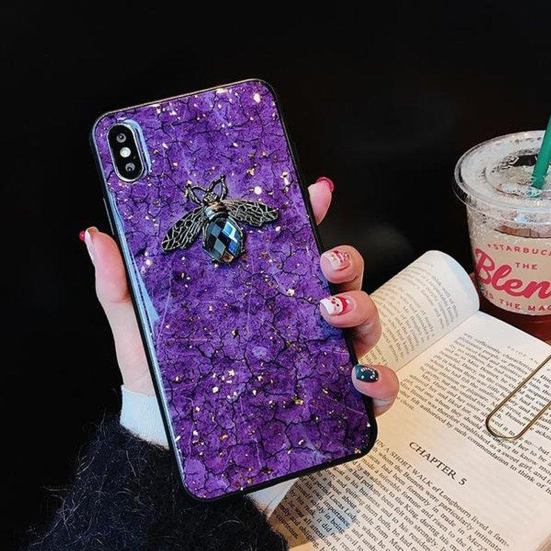 Luxury Diamond Metal Bee Silicone Phone Case