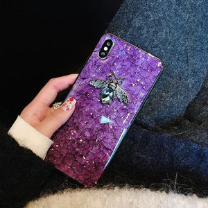 Luxury Diamond Metal Bee Silicone Phone Case