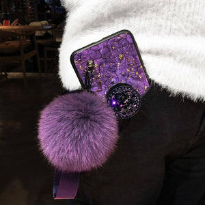 2019 NEW Fashion Hair Ball Crystal Airbag Bracket iPhone Case