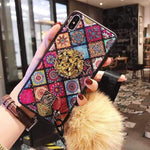 2019 NEW Fashion Hair Ball Crystal Airbag Bracket iPhone Case