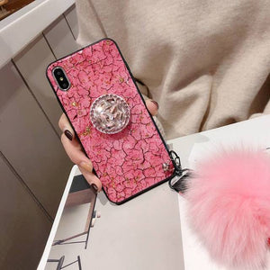 2019 NEW Fashion Hair Ball Crystal Airbag Bracket iPhone Case