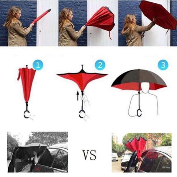 Revolutionary Upside Down Reverse Double Skin Umbrella