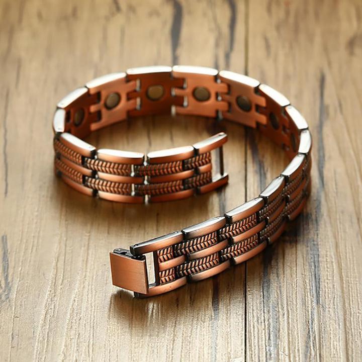 Men's Elegant Pure Copper Magnetic Therapy Link Bracelet Pain Relief For Arthritis And Carpal Tunnel Jewelry 8.46"