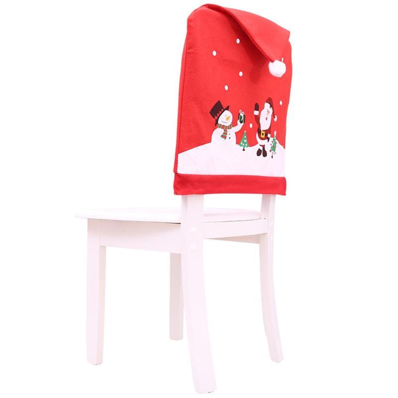 Christmas Chairs Cover Santa Claus Cap