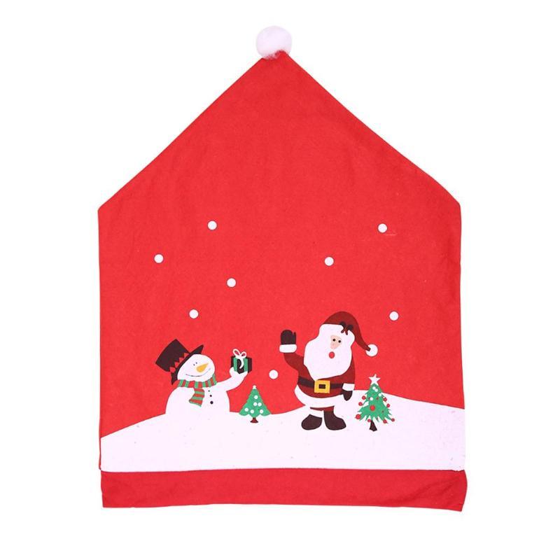 Christmas Chairs Cover Santa Claus Cap