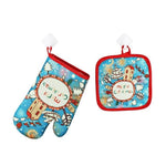 1 Set Christmas Baking Anti-Hot Gloves&Pad Oven&Microwave Insulation Mat